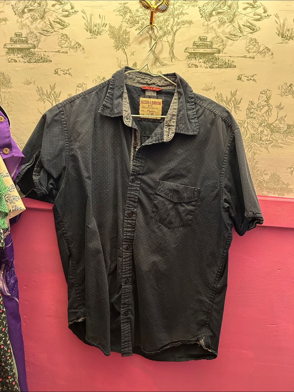 Short-Sleeve Navy Button-Down Shirt by Redford & Barnett